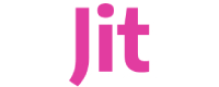 a pink and white logo of Jit