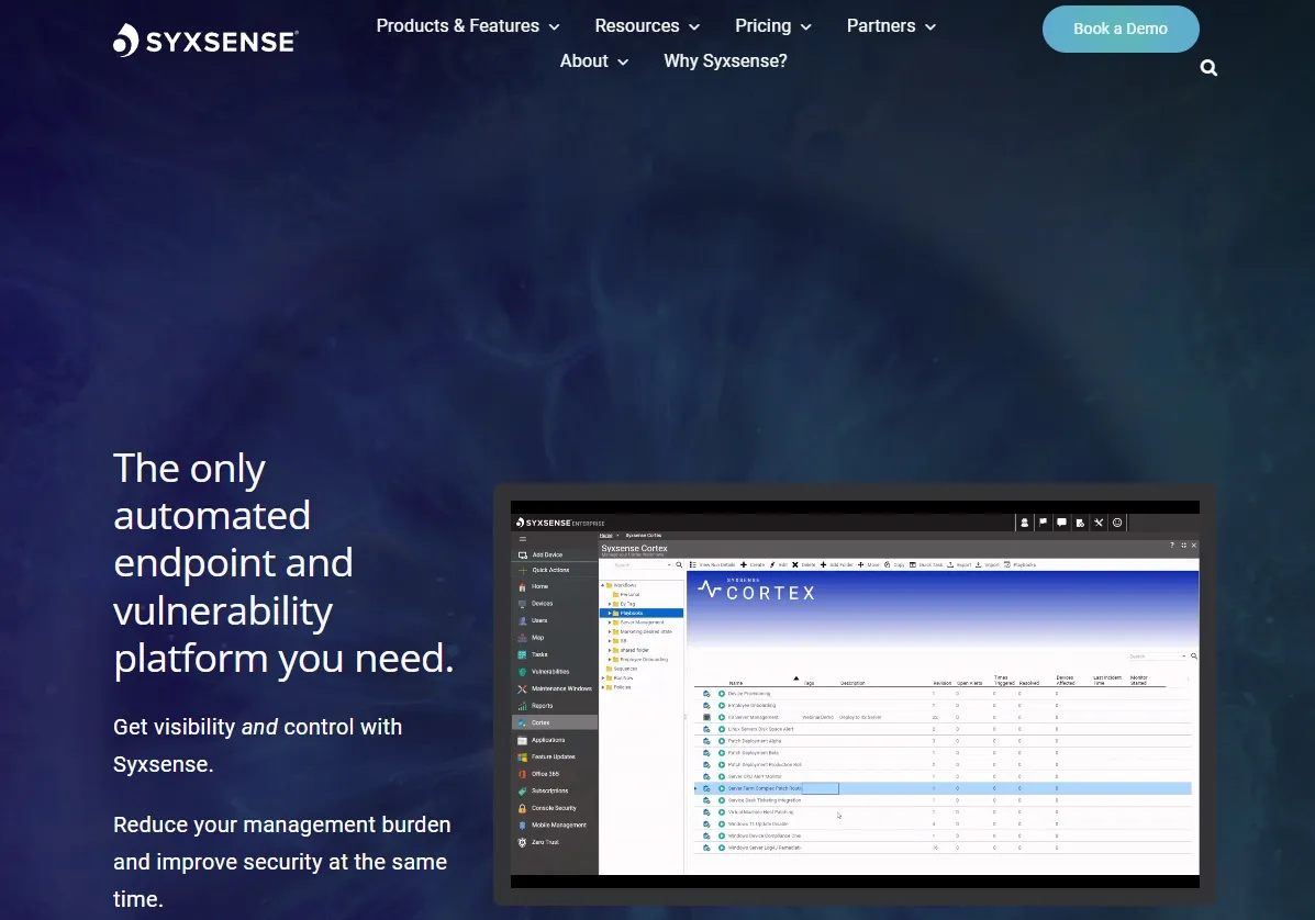Syxsense homepage