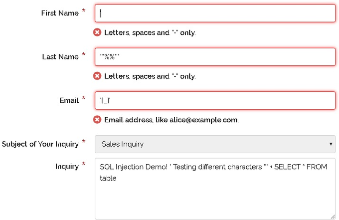 a screenshot of a contact form with an email address