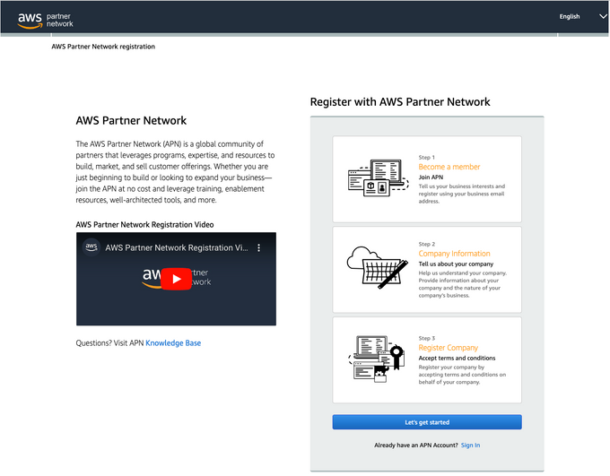 AWS Partner Network Registration
