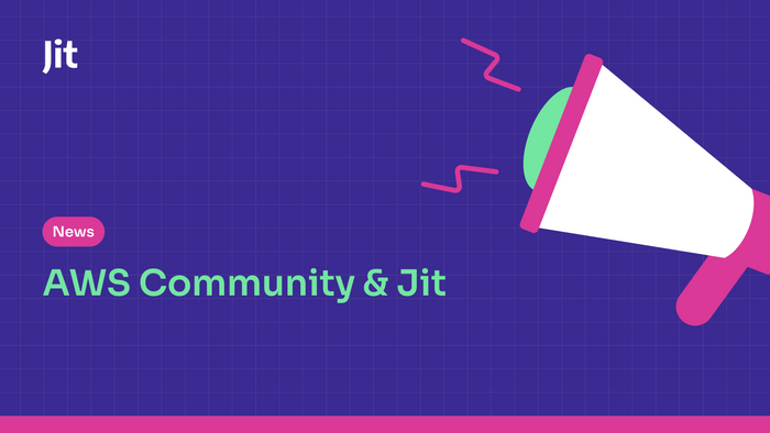 a purple background with a pink and green megaphone and the words aws community